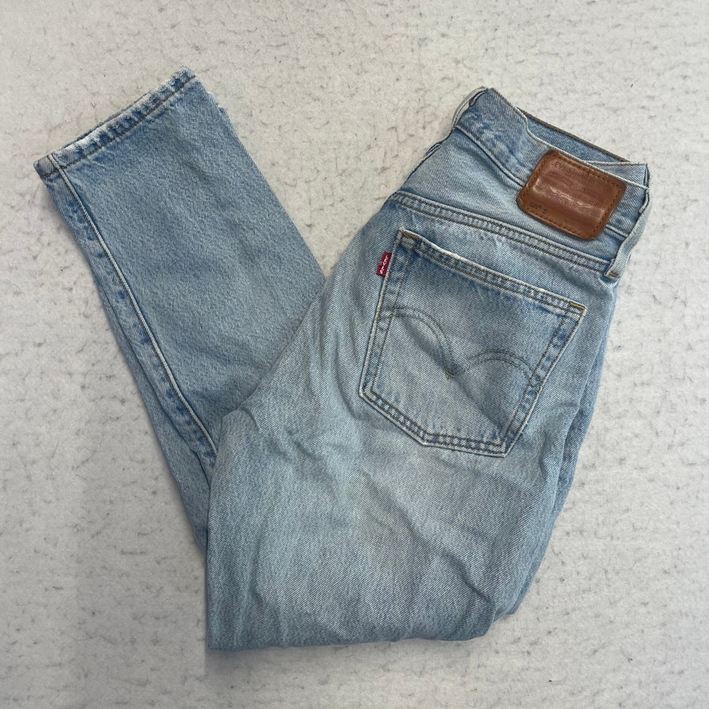 Levi's 501 S Skinny Jeans Womens 26 Light Wash Blue High Rise Button Fly Denim